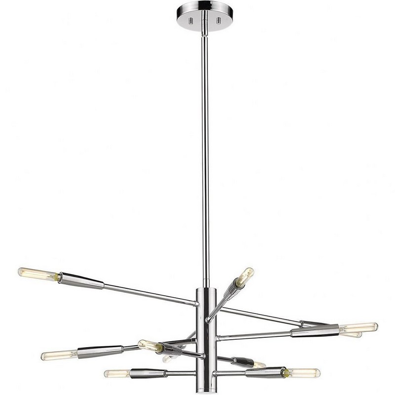 Z Lite 10 Light Chandelier In Architectural Style 10.5 Inches Tall, 23.25 Inches Wide Chrome Chrome Finish