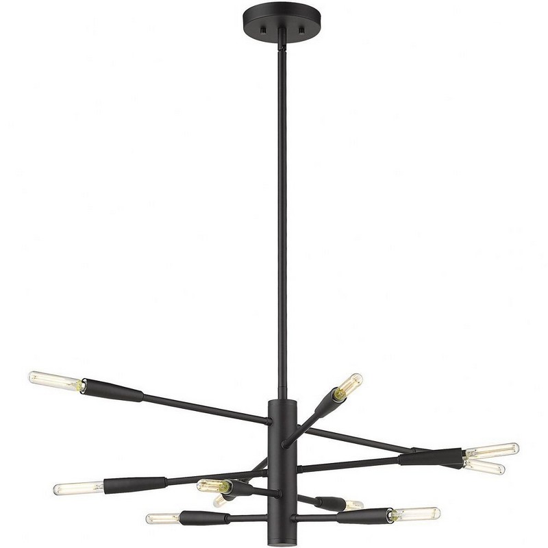 Z Lite 10 Light Chandelier In Architectural Style 10.5 Inches Tall, 23.25 Inches Wide Matte Black Chrome Finish
