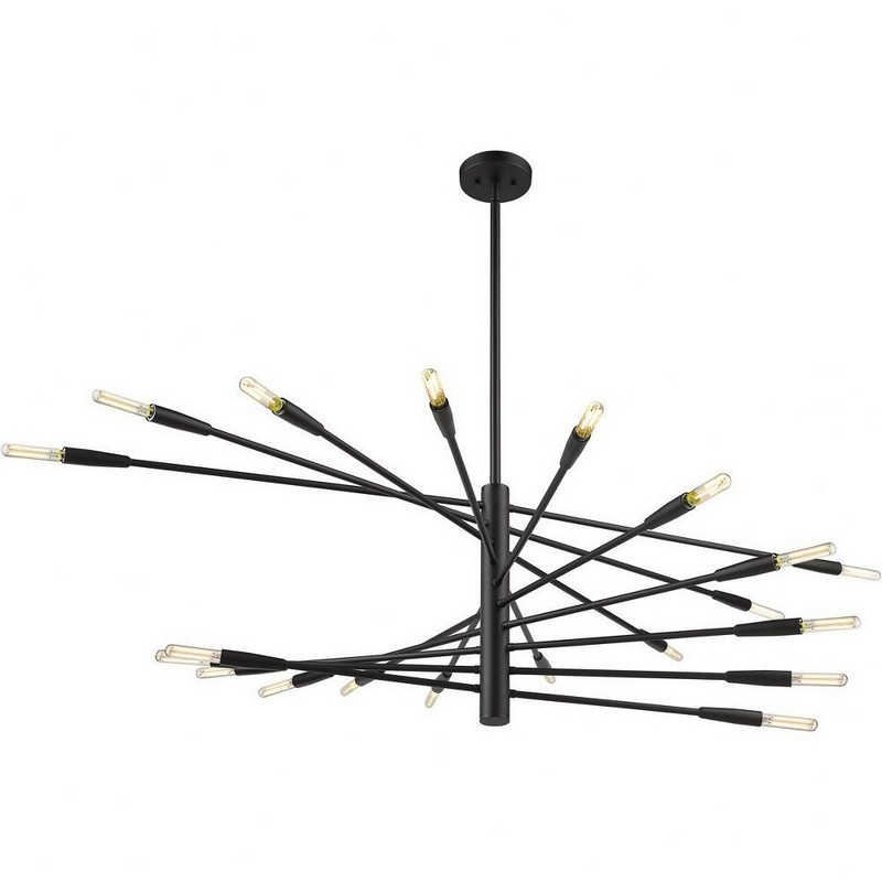 Z Lite 20 Light Chandelier In Architectural Style 18 Inches Tall, 47.5 Inches Wide Matte Black Chrome Finish