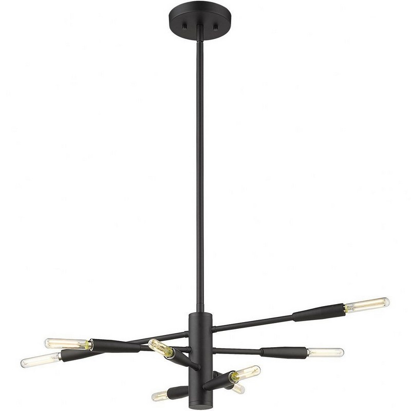 Z Lite 8 Light Chandelier In Architectural Style 8.5 Inches Tall, 16 Inches Wide Matte Black Chrome Finish